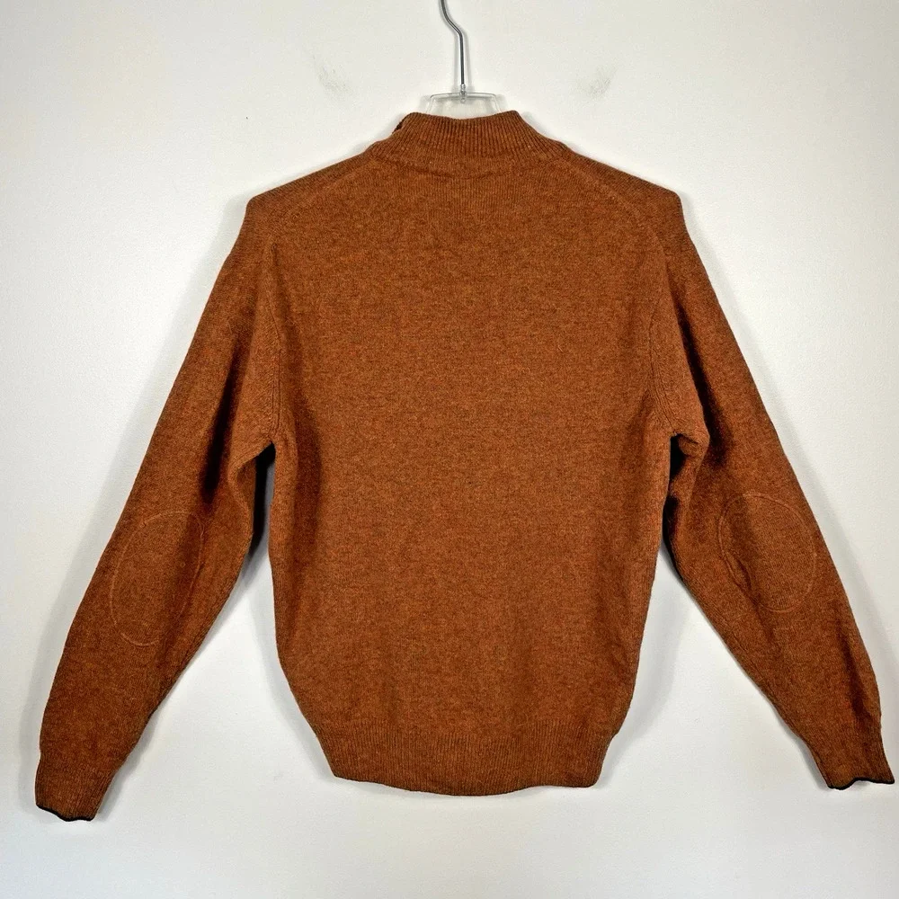 Peter Millar 100% Merino Wool Sweater Men's L Burnt Orange 1/4 Button Italy Made